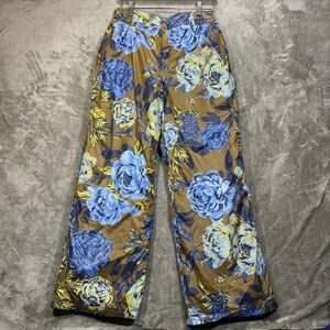 Offline Women’s Floral Snow Pants Blue Yellow Flower Print Insulated size L